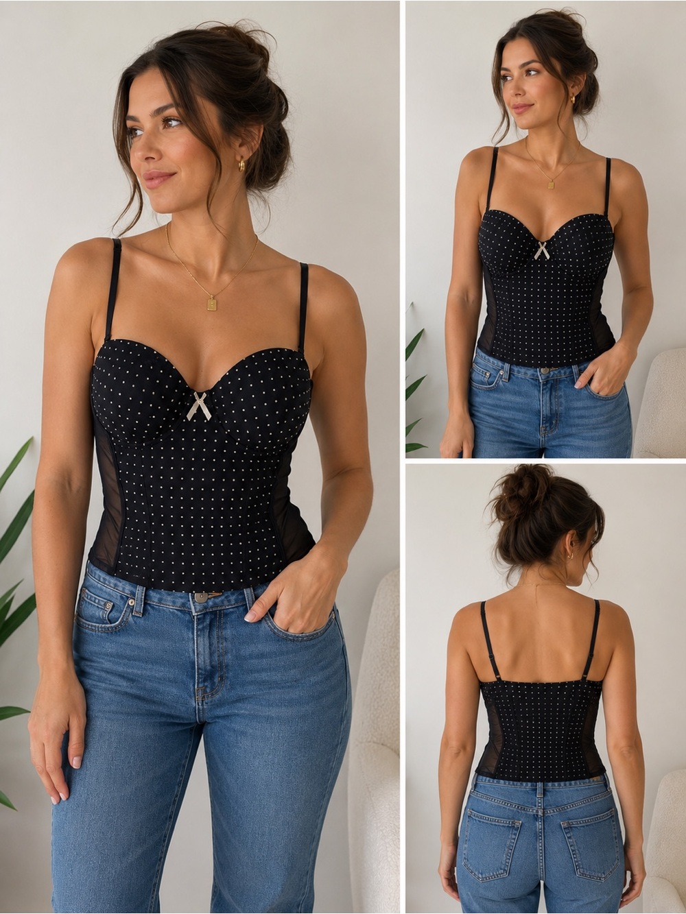 Bethenny Frankel Skinnygirl Polka Dot Bustier Corset Size Large 2000s Y2K Party